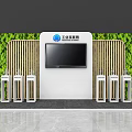 Resort Town Exhibition Booth With Wooden Panels Green Plants And Screen