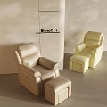 Light Colored Modern Massage Chairs With Matching Ottomans In Interior Space 3d model