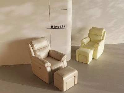 Light Colored Modern Massage Chairs With Matching Ottomans In Interior Space 3d model