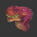 Vibrant Dinosaur Head Sculpture with Colorful 3D Abstract Art Design Features