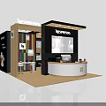 NESPRESSO Exhibition Booth Design With White Reception Counter And Wooden Panels