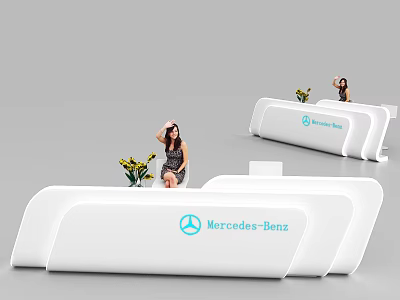 Mercedes-Benz Modern Reception Desk With Sleek White Design And Branded Logo 3d model