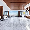 Spacious Modern Lobby With Wooden Ceiling Circular Design And Marble Floor
