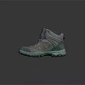 Grey High Top Outdoor Shoes With Blue Laces And Non Slip Sole For Hiking