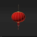 Red Traditional Chinese Lantern With Golden Decorations And Hanging Red Tassel