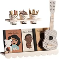 Kids Decor Items With Alphabet Blocks Deer Head Colored Pencils Animal Toys Storybooks And Guitar