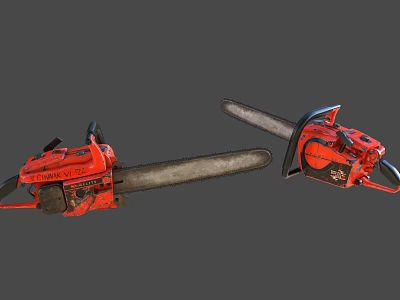 Red Industrial Chainsaws With Black Components For Heavy Duty Cutting Operations 3d model