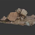 Raw Red Brown Rough Stone Pile Comprising Various Sizes Rocks And Small Gravels
