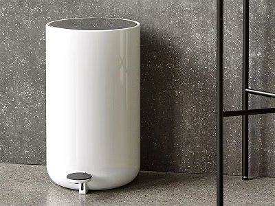 Public Facility White Foot Operated Trash Bin For Public Spaces With Sleek Design 3d model