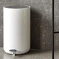 Public Facility White Foot Operated Trash Bin For Public Spaces With Sleek Design