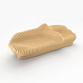 Wooden Outdoor Chair with Wave Shaped Layered Wood Design for Modern Artistic Outdoor Seating