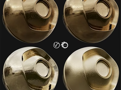 Gold Metallic Round Components With Shiny Surface And Small Ring Accessories 3d model