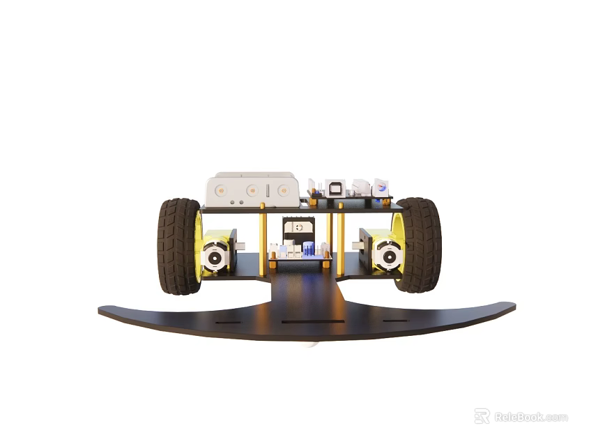 Smart Robotic Machine Featuring Large Wheels Chassis And Control System Components 3d model 
