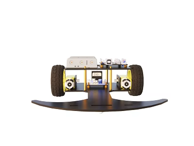 Smart Robotic Machine Featuring Large Wheels Chassis And Control System Components 3d model