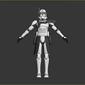 3D Rendered Helmeted White And Gray Armored Game Movie Character Standing With Open Arms