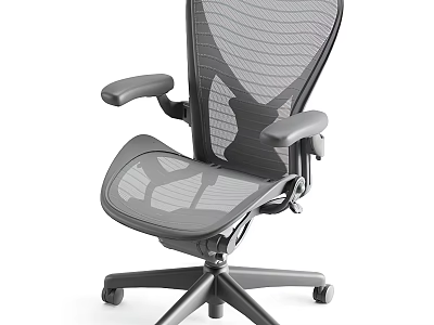 Ergonomic Office Chair With Mesh Back Seat Adjustable Armrests And Wheels 3d model