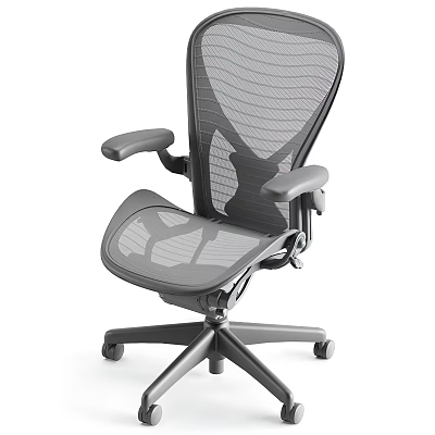 Ergonomic Office Chair With Mesh Back Seat Adjustable Armrests And Wheels 3d model