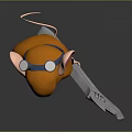 Cartoon Mouse With Orange Hair Pink Ears Small Black Horns Purple Outfit Holding Large Wrench
