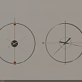 Modern Minimalist Wall Clocks with Circular Metal Frame and Stylish Pointers Design 3d model