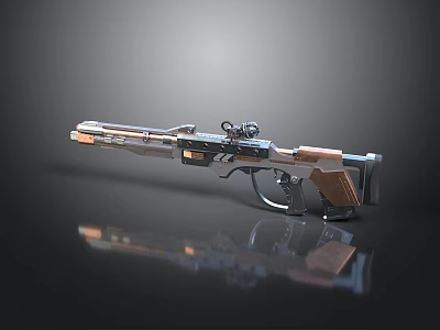 Modern Tactical Rifle Featuring Scope Wooden Grip Metallic Barrel And Detailed Craftsmanship 3d model
