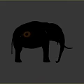 Black Elephant With Orange Circle Mark On Body Against Gray Background 3d model
