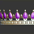 Decorative Crown with Purple Gemstones Gold Frame and Sparkling Diamonds on Black Background
