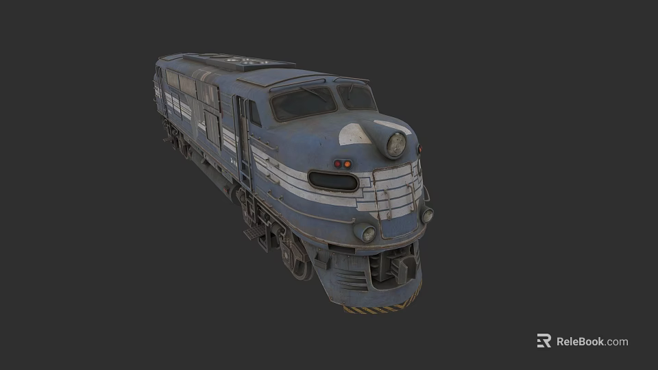 Blue Vintage Train Detailed 3D Model With Classic Design And Metal Texture 3d model 