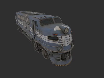 Blue Vintage Train Detailed 3D Model With Classic Design And Metal Texture 3d model