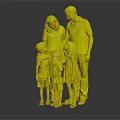 Happy Family Group Studio Portrait With Parents And Three Children Standing Together