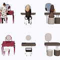 Colorful Modern Dressing Table Design With Mirror Stool And People Using Different Styles