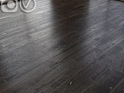Dark Wooden Floor With Natural Grain And Smooth Shiny Surface In Interior 3d model