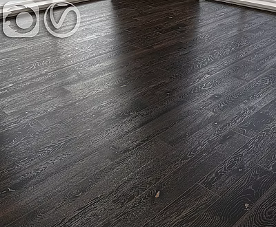 Dark Wooden Floor With Natural Grain And Smooth Shiny Surface In Interior 3d model