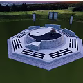 Octagonal Stone Platform With Central Yin Yang Symbol And Surrounding Stone Tablets 3d model