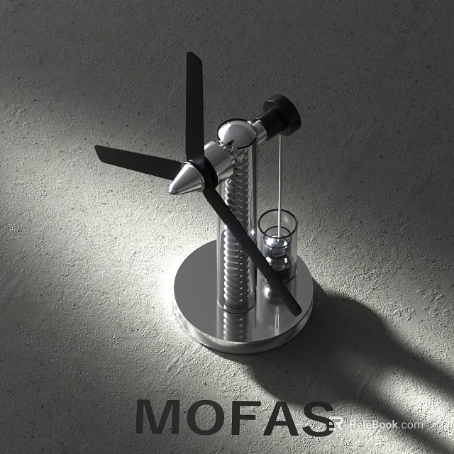 Modern Metallic Decorative Ornament Set with Circular Base Blades and Glass Cup 3d model 
