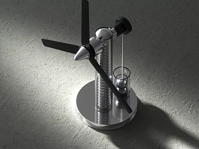 Modern Metallic Decorative Ornament Set with Circular Base Blades and Glass Cup 3d model