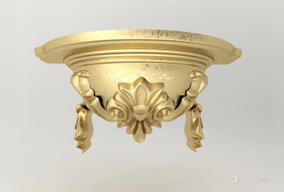 Golden Ornate Carving Decorative Ceiling Medallion With Intricate Patterns 3d model