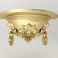 Golden Ornate Carving Decorative Ceiling Medallion With Intricate Patterns 3d model