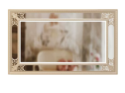 Elegant Ornate Framed Mirror With Carved Beige Border And Interior Reflection 3d model