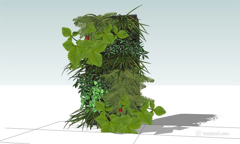Living Plant Wall Design With Lush Green Foliage And Varied Indoor Plants 3d model 