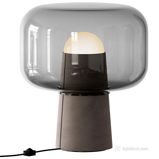 Modern Table Lamp With Transparent Glass Shade And Leather Base Design 3d model 