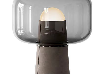 Modern Table Lamp With Transparent Glass Shade And Leather Base Design 3d model