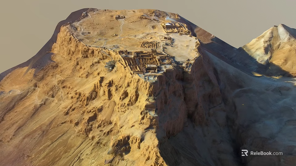 Ancient Garden Landscape With Steep Cliff Terrains And Desert Vegetation Design Layout 3d model 