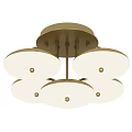 Modern Ceiling Light With Golden Base And Multiple White Circular Shades 3d model