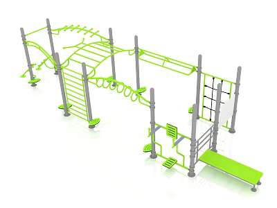 Outdoor Playground Equipment With Climbing Frames Monkey Bars Ladder Rings And Net Platform 3d model