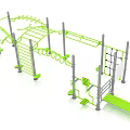 Outdoor Playground Equipment With Climbing Frames Monkey Bars Ladder Rings And Net Platform