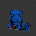 Blue Industrial Equipment Crusher Machine with Red Base Components and Side Motor Structure