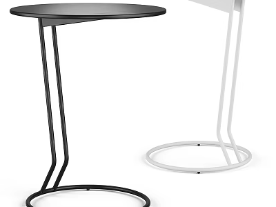 Modern Side Table With Round Top And Black White Metal Frame Design 3d model
