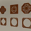 Traditional Wooden Carved Lattice Windows With Intricate Patterns And Various Shapes
