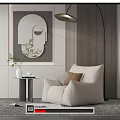 Modern Single Sofa Lazy Sofa Wall Decorated Floor Lamp 3d model
