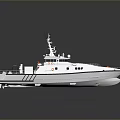 Modern Gray Patrol Boat With Streamlined Hull Radar Antennas And Military Equipment